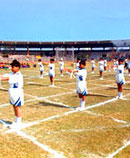 Maharishi Vidya Mandir students in the sports stadium