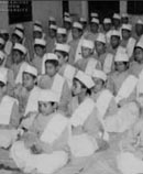 A large group of Vedic Pandits practicing TM and TM-Sidhis together in India