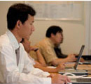 students working at computers